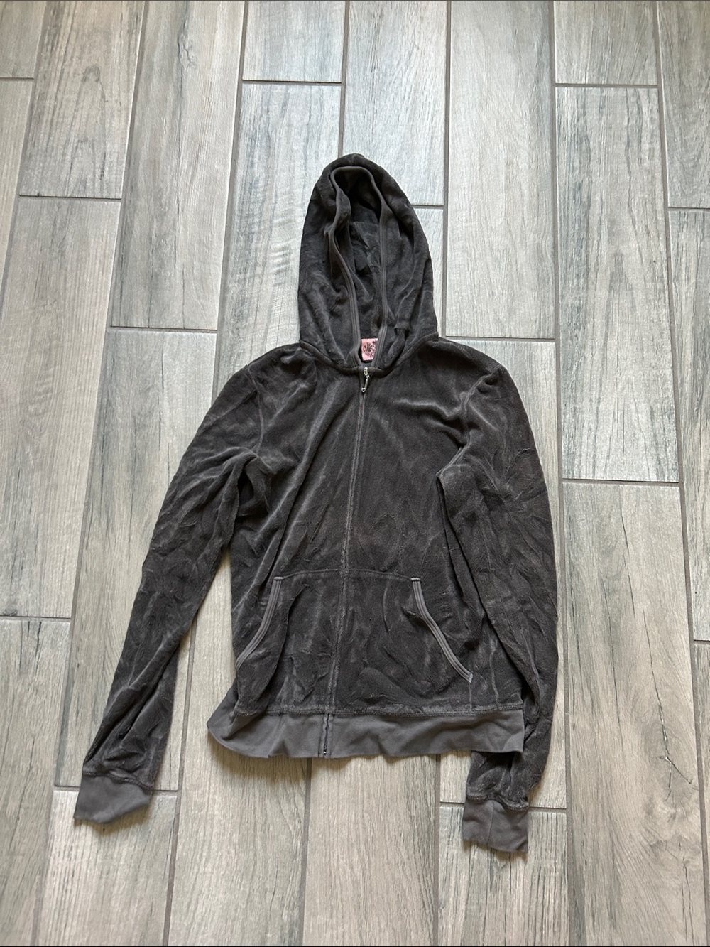 Juicy Couture Charcoal Gray Velour Zip Hoodie